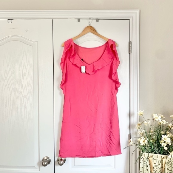 *Missing Belt* The Limited Pink Sleeveless Ruffle shift dress - Picture 8 of 12